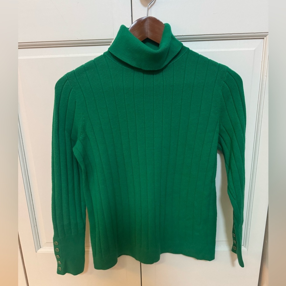 Talbots Emerald Green Turtleneck Sweater Med Petite